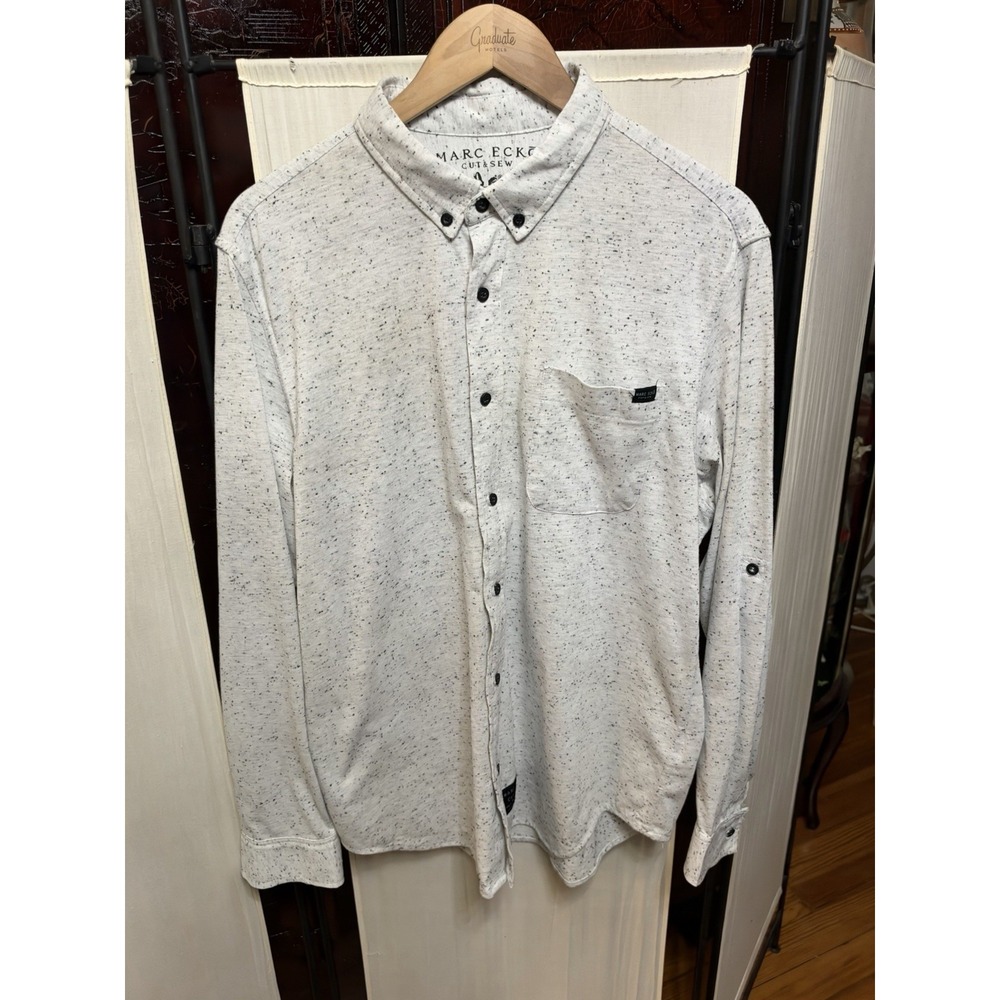 Marc Ecko Cut & Sew Men's XL Gray Speckled Long Sleeve Button Up Shirt Y2